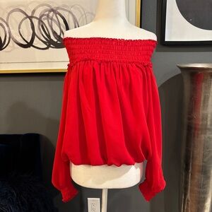 Elegant Red Off-Shoulder Women's Top